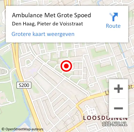 Locatie op kaart van de 112 melding: Ambulance Met Grote Spoed Naar Den Haag, Pieter de Voisstraat op 5 januari 2024 12:30