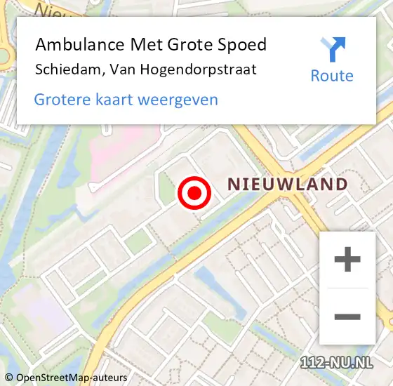 Locatie op kaart van de 112 melding: Ambulance Met Grote Spoed Naar Schiedam, Van Hogendorpstraat op 5 januari 2024 12:31