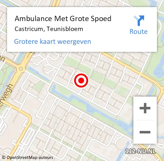 Locatie op kaart van de 112 melding: Ambulance Met Grote Spoed Naar Castricum, Teunisbloem op 5 januari 2024 12:32