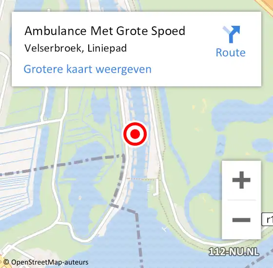 Locatie op kaart van de 112 melding: Ambulance Met Grote Spoed Naar Velserbroek, Liniepad op 5 januari 2024 12:36