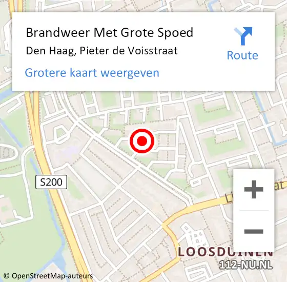 Locatie op kaart van de 112 melding: Brandweer Met Grote Spoed Naar Den Haag, Pieter de Voisstraat op 5 januari 2024 12:40