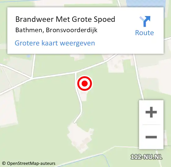 Locatie op kaart van de 112 melding: Brandweer Met Grote Spoed Naar Bathmen, Bronsvoorderdijk op 5 januari 2024 12:41