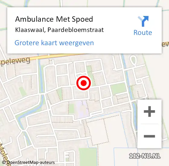 Locatie op kaart van de 112 melding: Ambulance Met Spoed Naar Klaaswaal, Paardebloemstraat op 5 januari 2024 12:50