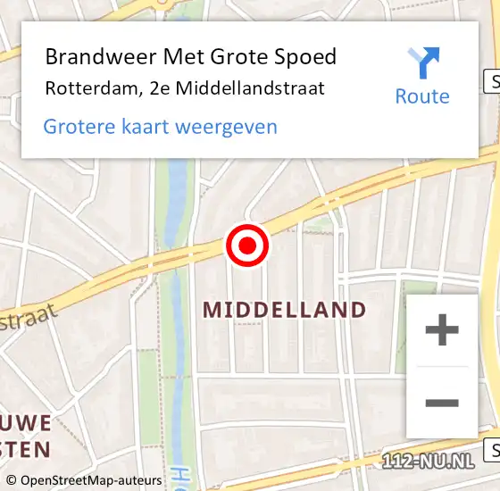 Locatie op kaart van de 112 melding: Brandweer Met Grote Spoed Naar Rotterdam, 2e Middellandstraat op 5 januari 2024 12:51