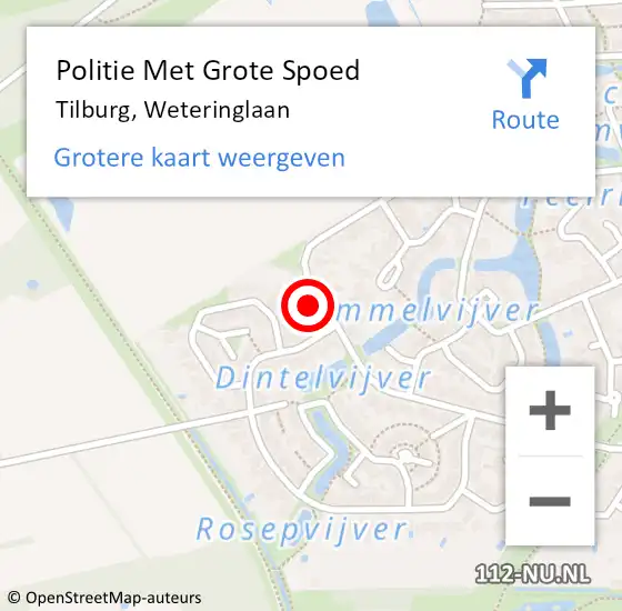 Locatie op kaart van de 112 melding: Politie Met Grote Spoed Naar Tilburg, Weteringlaan op 5 januari 2024 13:18