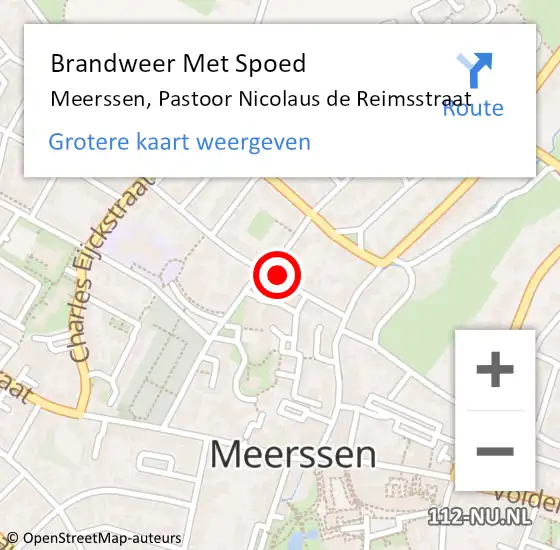 Locatie op kaart van de 112 melding: Brandweer Met Spoed Naar Meerssen, Pastoor Nicolaus de Reimsstraat op 5 januari 2024 13:19