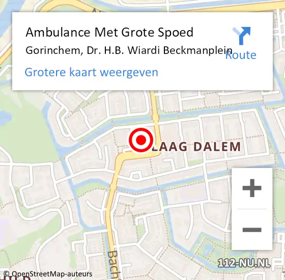 Locatie op kaart van de 112 melding: Ambulance Met Grote Spoed Naar Gorinchem, Dr. H.B. Wiardi Beckmanplein op 5 januari 2024 13:38