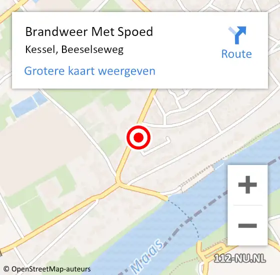 Locatie op kaart van de 112 melding: Brandweer Met Spoed Naar Kessel, Beeselseweg op 5 januari 2024 13:46