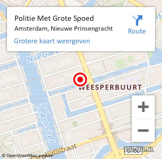 Locatie op kaart van de 112 melding: Politie Met Grote Spoed Naar Amsterdam, Nieuwe Prinsengracht op 5 januari 2024 13:48