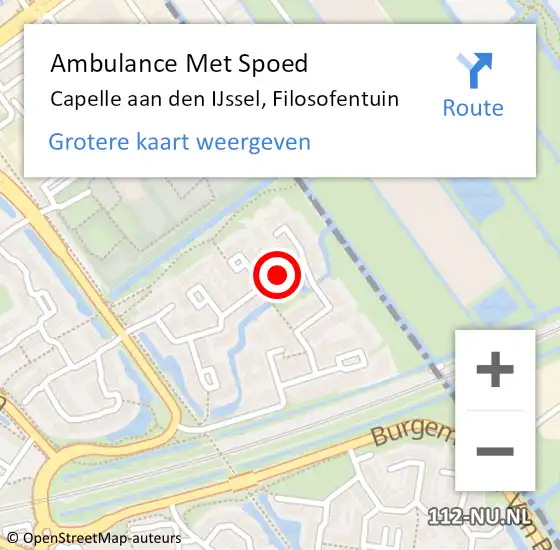 Locatie op kaart van de 112 melding: Ambulance Met Spoed Naar Capelle aan den IJssel, Filosofentuin op 5 januari 2024 14:00