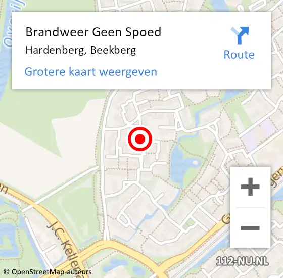 Locatie op kaart van de 112 melding: Brandweer Geen Spoed Naar Hardenberg, Beekberg op 5 januari 2024 14:15