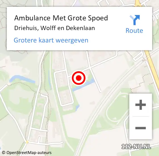 Locatie op kaart van de 112 melding: Ambulance Met Grote Spoed Naar Driehuis, Wolff en Dekenlaan op 5 januari 2024 14:26