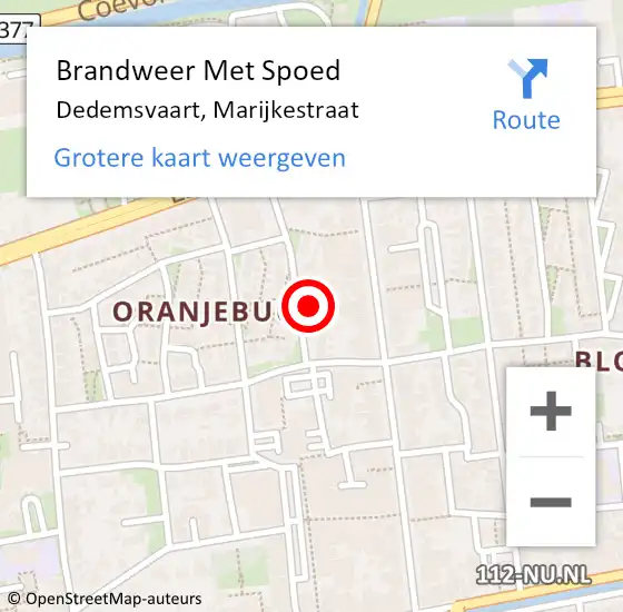 Locatie op kaart van de 112 melding: Brandweer Met Spoed Naar Dedemsvaart, Marijkestraat op 5 januari 2024 14:27