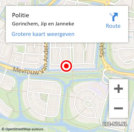 Locatie op kaart van de 112 melding: Politie Gorinchem, Jip en Janneke op 5 januari 2024 14:29