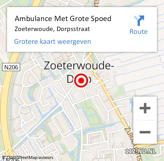 Locatie op kaart van de 112 melding: Ambulance Met Grote Spoed Naar Zoeterwoude, Dorpsstraat op 5 januari 2024 14:36