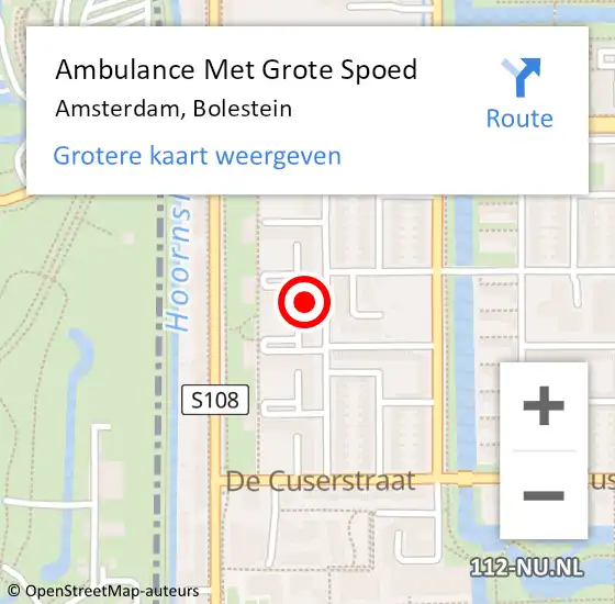 Locatie op kaart van de 112 melding: Ambulance Met Grote Spoed Naar Amsterdam, Bolestein op 5 januari 2024 14:40