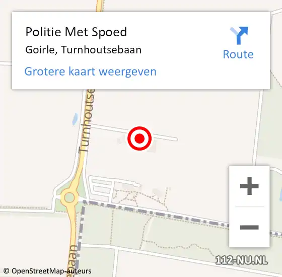 Locatie op kaart van de 112 melding: Politie Met Spoed Naar Goirle, Turnhoutsebaan op 5 januari 2024 14:56