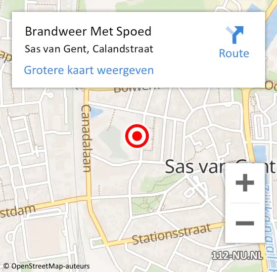 Locatie op kaart van de 112 melding: Brandweer Met Spoed Naar Sas van Gent, Calandstraat op 5 januari 2024 15:03