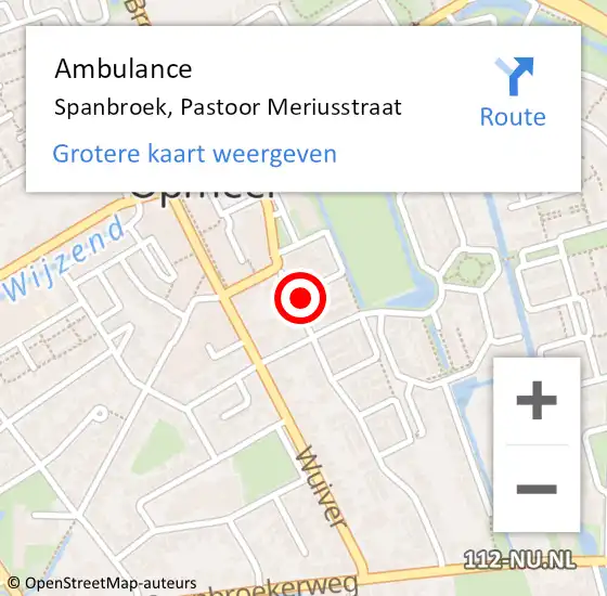 Locatie op kaart van de 112 melding: Ambulance Spanbroek, Pastoor Meriusstraat op 5 januari 2024 15:39