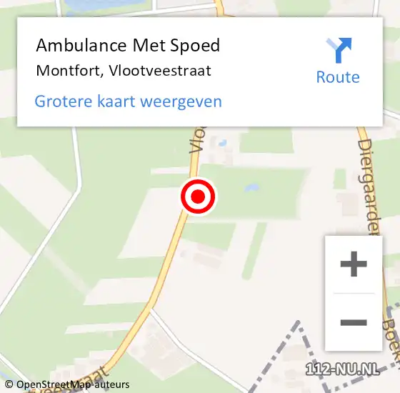 Locatie op kaart van de 112 melding: Ambulance Met Spoed Naar Montfort, Vlootveestraat op 5 januari 2024 15:51