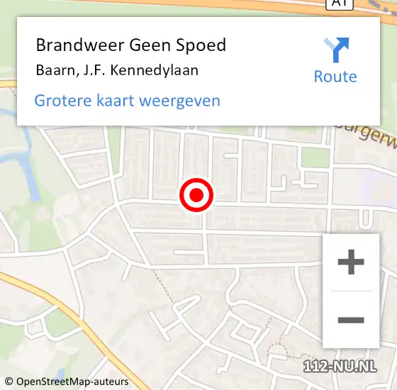 Locatie op kaart van de 112 melding: Brandweer Geen Spoed Naar Baarn, J.F. Kennedylaan op 5 januari 2024 15:51