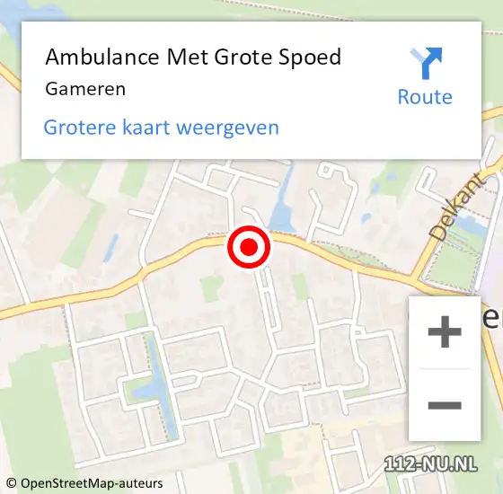 Locatie op kaart van de 112 melding: Ambulance Met Grote Spoed Naar Gameren op 5 januari 2024 16:22