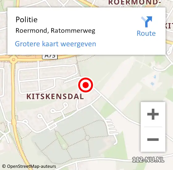Locatie op kaart van de 112 melding: Politie Roermond, Ratommerweg op 5 januari 2024 16:24