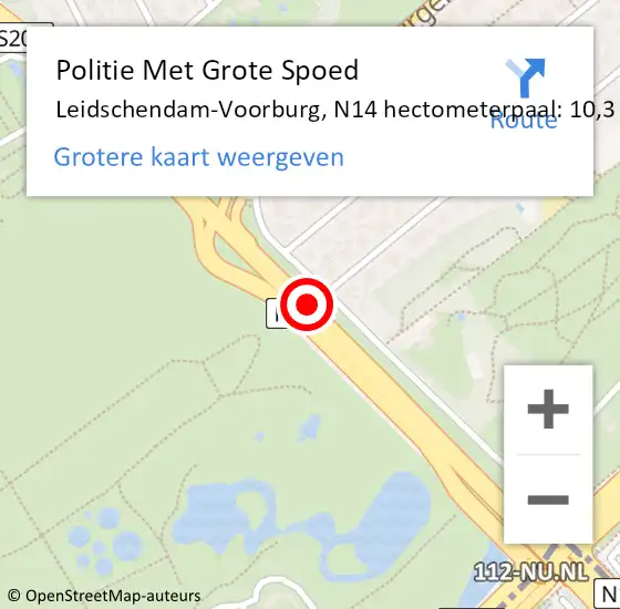 Locatie op kaart van de 112 melding: Politie Met Grote Spoed Naar Leidschendam-Voorburg, N14 hectometerpaal: 10,3 op 5 januari 2024 16:38