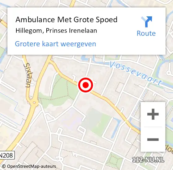 Locatie op kaart van de 112 melding: Ambulance Met Grote Spoed Naar Hillegom, Prinses Irenelaan op 5 januari 2024 16:48