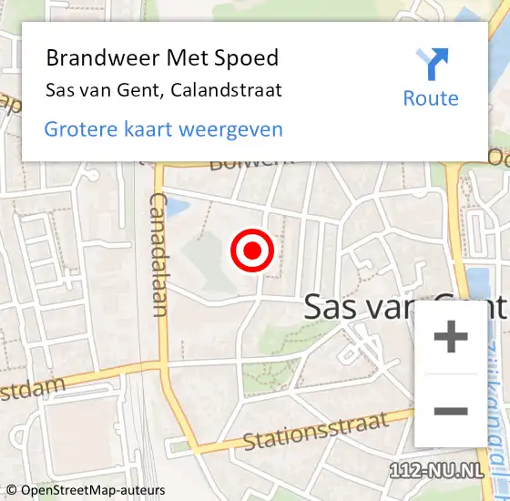 Locatie op kaart van de 112 melding: Brandweer Met Spoed Naar Sas van Gent, Calandstraat op 5 januari 2024 16:59