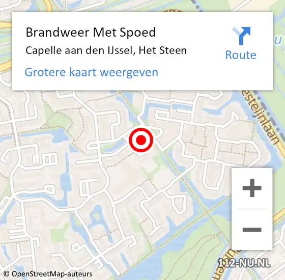 Locatie op kaart van de 112 melding: Brandweer Met Spoed Naar Capelle aan den IJssel, Het Steen op 5 januari 2024 17:10