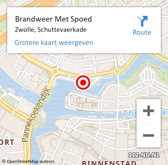 Locatie op kaart van de 112 melding: Brandweer Met Spoed Naar Zwolle, Schuttevaerkade op 5 januari 2024 17:20