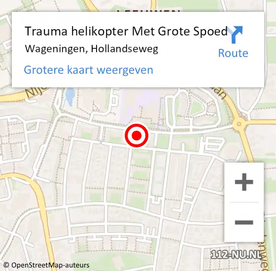 Locatie op kaart van de 112 melding: Trauma helikopter Met Grote Spoed Naar Wageningen, Hollandseweg op 5 januari 2024 17:32