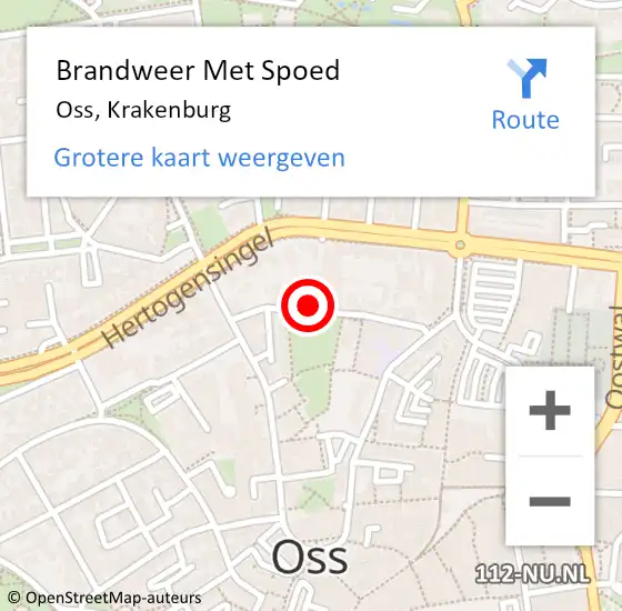 Locatie op kaart van de 112 melding: Brandweer Met Spoed Naar Oss, Krakenburg op 5 januari 2024 17:33