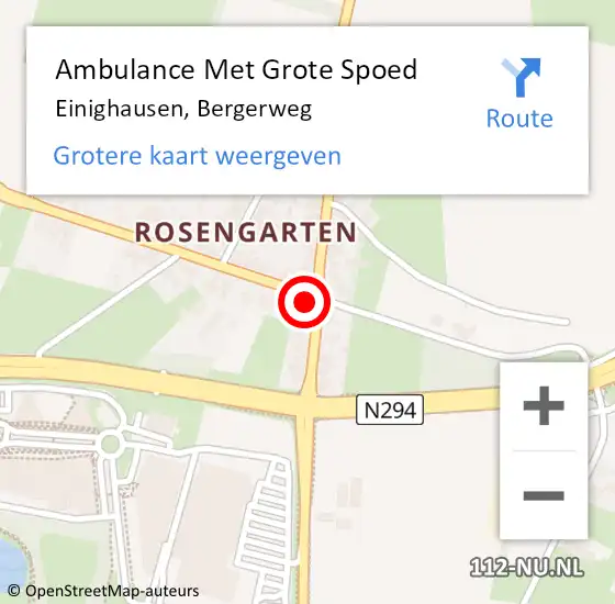 Locatie op kaart van de 112 melding: Ambulance Met Grote Spoed Naar Einighausen, Bergerweg op 21 september 2014 03:10