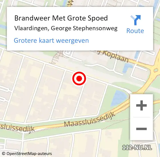 Locatie op kaart van de 112 melding: Brandweer Met Grote Spoed Naar Vlaardingen, George Stephensonweg op 5 januari 2024 18:03