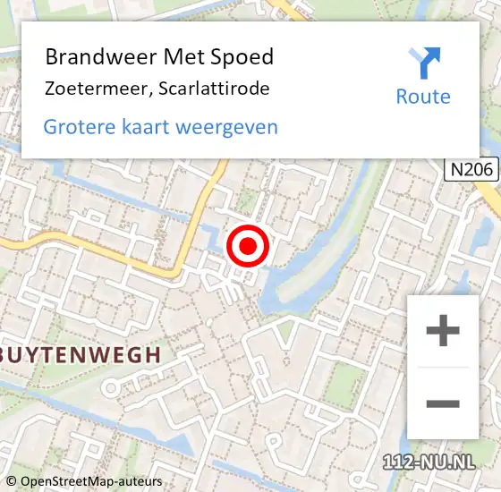 Locatie op kaart van de 112 melding: Brandweer Met Spoed Naar Zoetermeer, Scarlattirode op 5 januari 2024 18:26