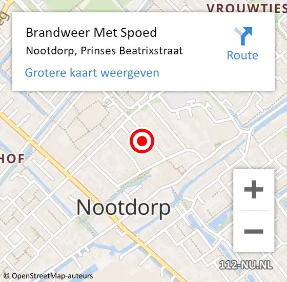 Locatie op kaart van de 112 melding: Brandweer Met Spoed Naar Nootdorp, Prinses Beatrixstraat op 5 januari 2024 19:19