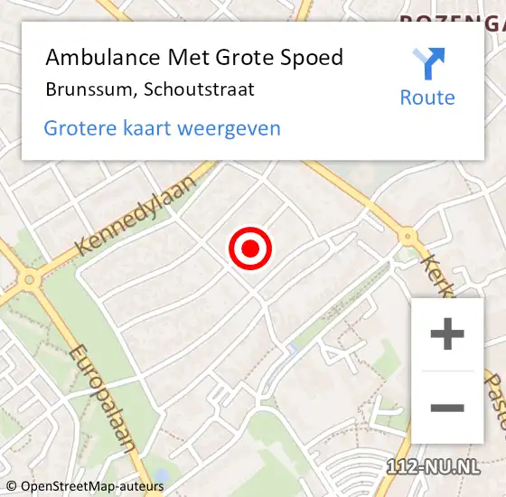 Locatie op kaart van de 112 melding: Ambulance Met Grote Spoed Naar Brunssum, Schoutstraat op 21 september 2014 03:31