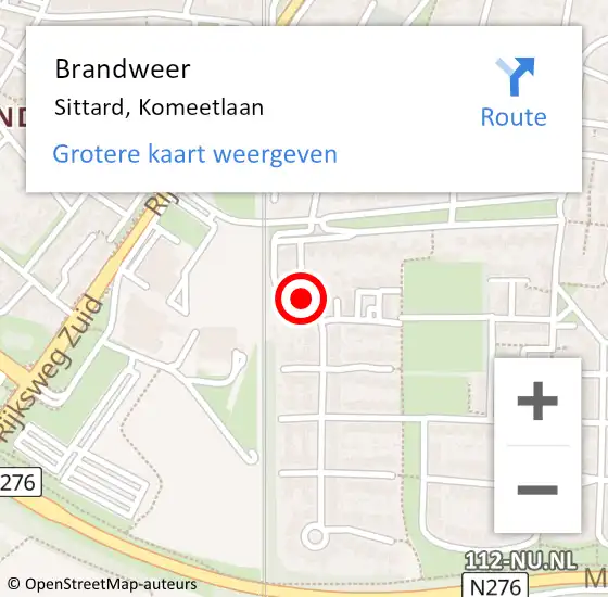 Locatie op kaart van de 112 melding: Brandweer Sittard, Komeetlaan op 21 september 2014 03:41