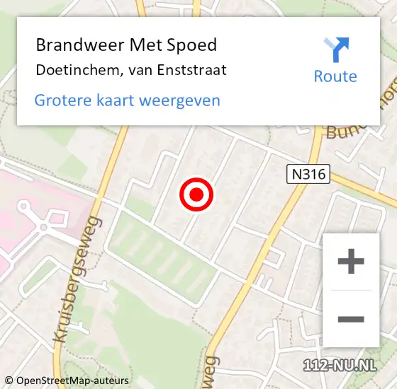 Locatie op kaart van de 112 melding: Brandweer Met Spoed Naar Doetinchem, van Enststraat op 5 januari 2024 20:22