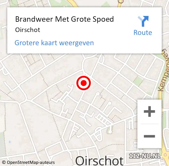 Locatie op kaart van de 112 melding: Brandweer Met Grote Spoed Naar Oirschot op 5 januari 2024 20:35