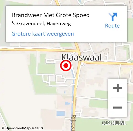 Locatie op kaart van de 112 melding: Brandweer Met Grote Spoed Naar 's-Gravendeel, Havenweg op 5 januari 2024 20:42