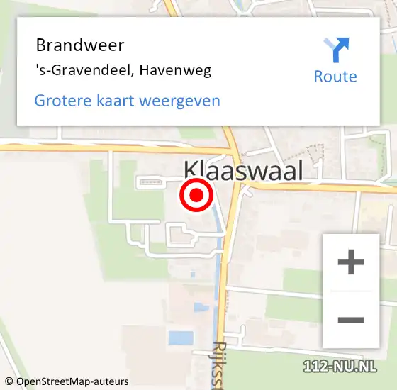 Locatie op kaart van de 112 melding: Brandweer 's-Gravendeel, Havenweg op 5 januari 2024 20:43