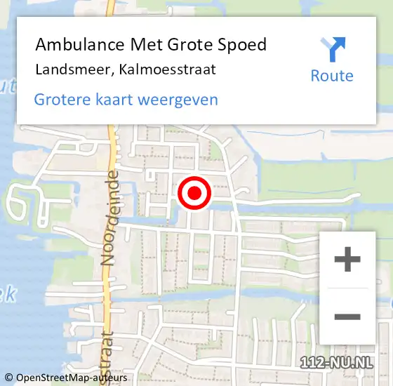 Locatie op kaart van de 112 melding: Ambulance Met Grote Spoed Naar Landsmeer, Kalmoesstraat op 5 januari 2024 21:05