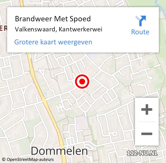 Locatie op kaart van de 112 melding: Brandweer Met Spoed Naar Valkenswaard, Kantwerkerwei op 5 januari 2024 21:09