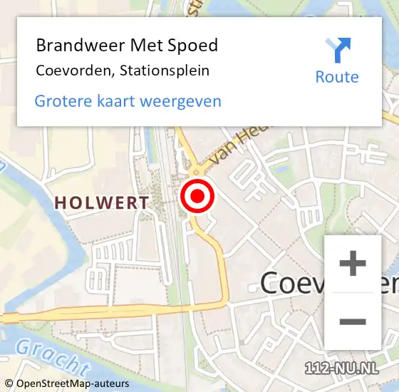 Locatie op kaart van de 112 melding: Brandweer Met Spoed Naar Coevorden, Stationsplein op 21 september 2014 03:59