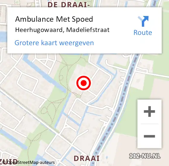 Locatie op kaart van de 112 melding: Ambulance Met Spoed Naar Heerhugowaard, Madeliefstraat op 5 januari 2024 21:40