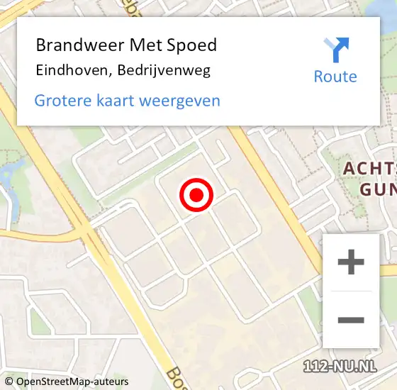 Locatie op kaart van de 112 melding: Brandweer Met Spoed Naar Eindhoven, Bedrijvenweg op 5 januari 2024 21:48