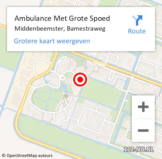 Locatie op kaart van de 112 melding: Ambulance Met Grote Spoed Naar Middenbeemster, Bamestraweg op 5 januari 2024 21:52
